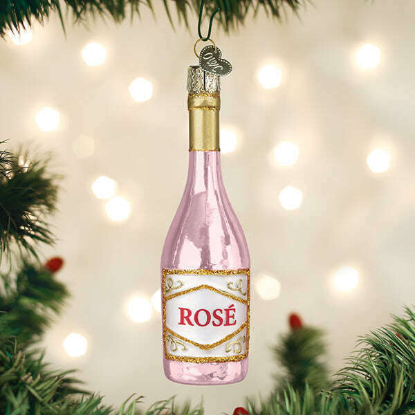 Old World Christmas Rose Wine Blown Glass Ornament