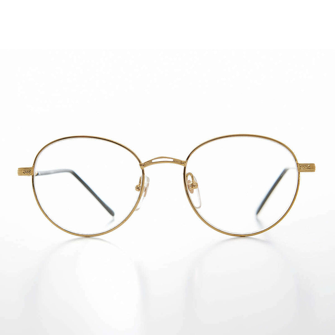Round Gold Reading Glasses with Tube Temples - Shiloh