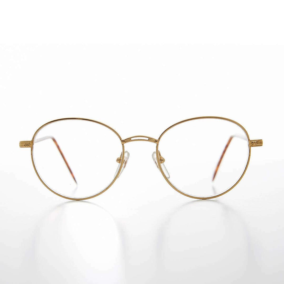 Round Gold Reading Glasses with Tube Temples - Shiloh