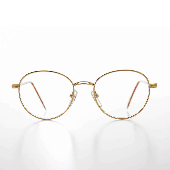Round Gold Reading Glasses with Tube Temples - Shiloh