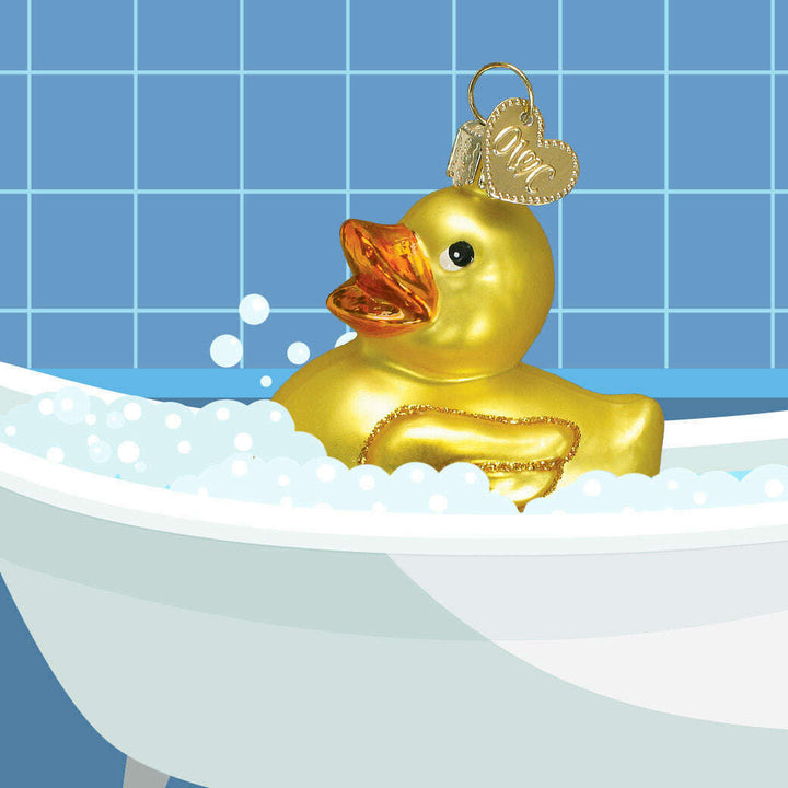 Old World Christmas Rubber Ducky Blown Glass Ornament
