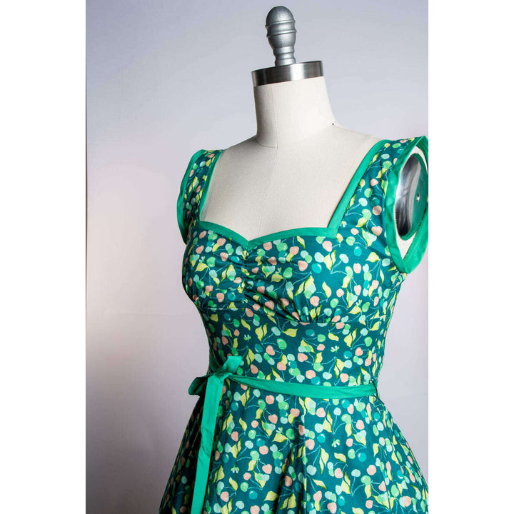 Sadie Dress- Green Cherries*sale