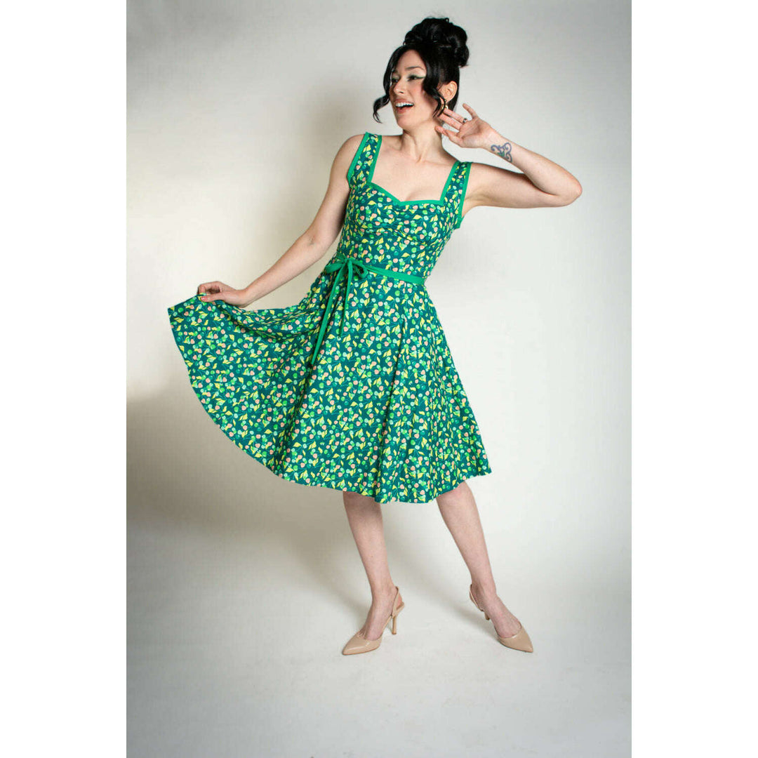 Sadie Dress- Green Cherries*sale