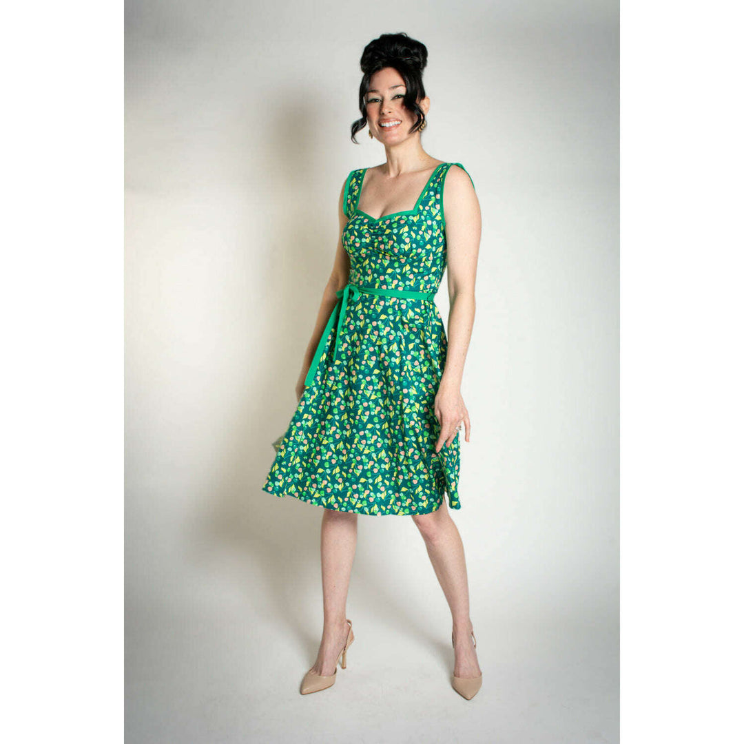 Sadie Dress- Green Cherries*sale