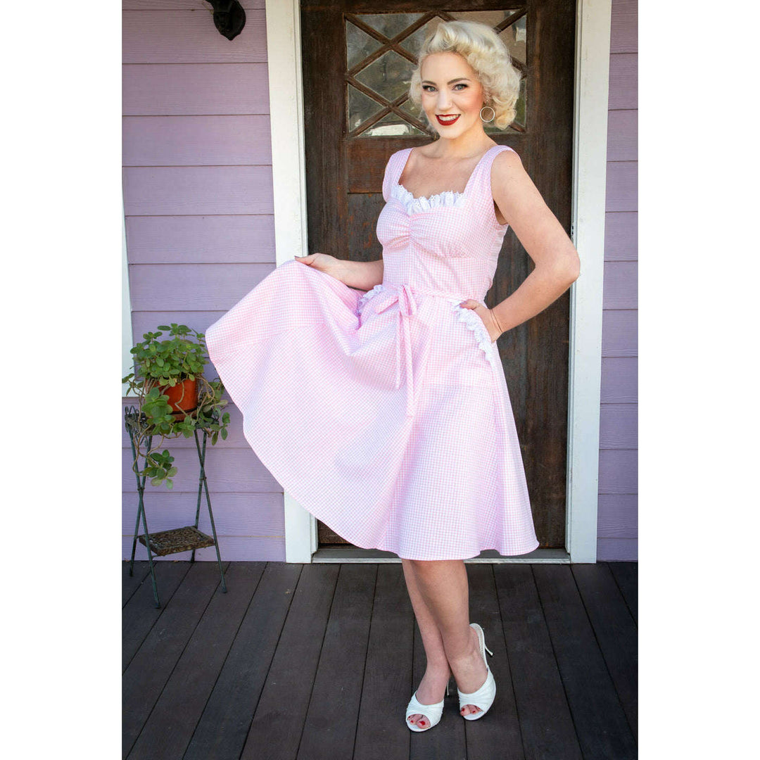 Sadie Dress- Pink Gingham w/ Eyelet Trim *sale