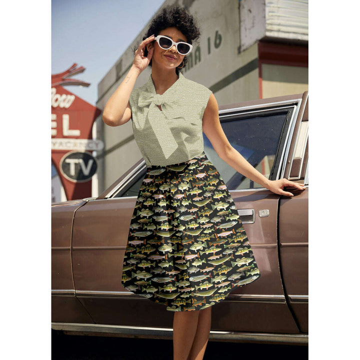 Sage Dot Bow Top