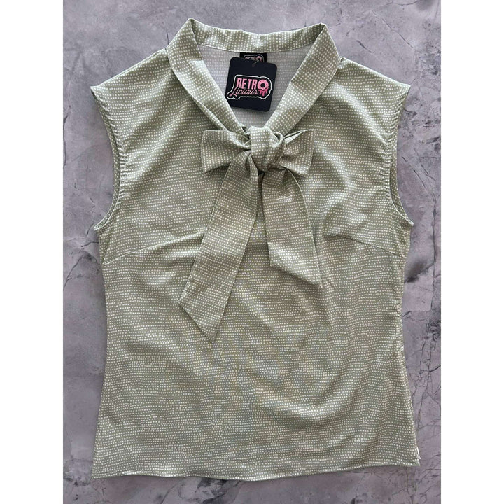 Sage Dot Bow Top