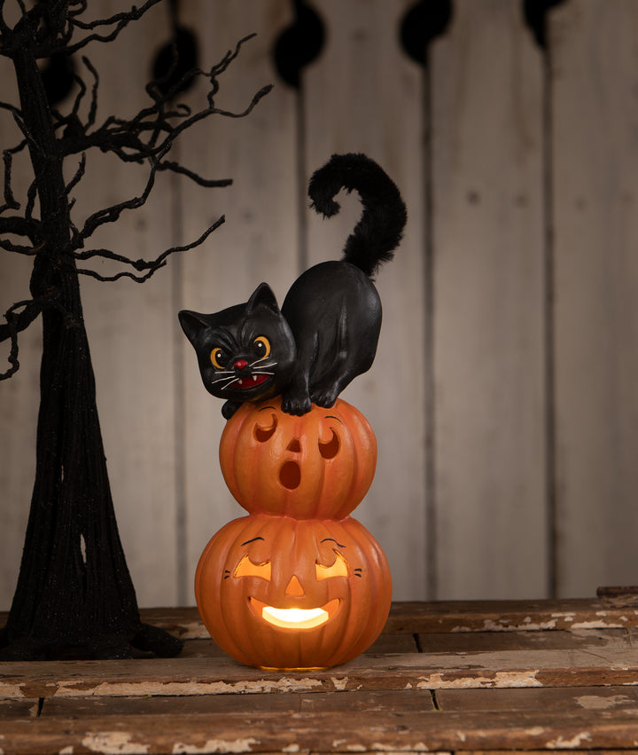 Small Pumpkin Stack Black Cat by Bethany Lowe Designs, image 3