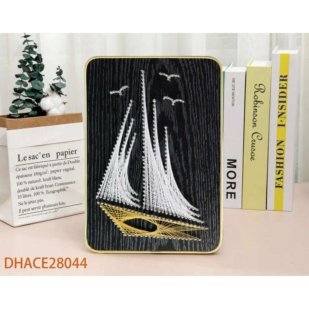 Sailing Ship String Art Kit with Stand. Simple Decorative DIY String Art Craft Kit M1-3 DHACE28044