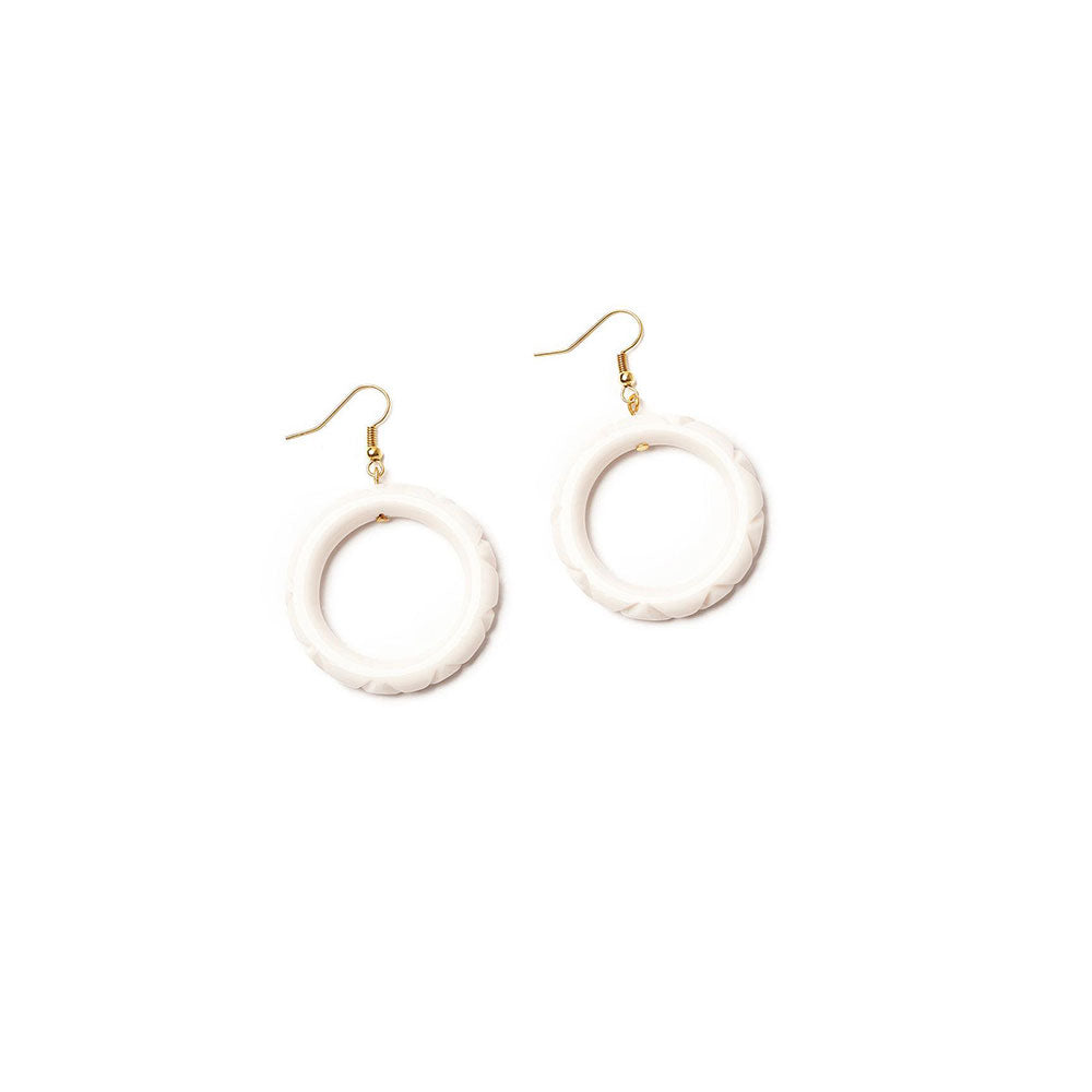 Salty Heavy Carve Drop Hoop Earrings by Splendette image