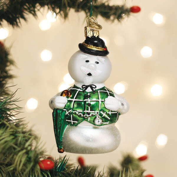 Old World Christmas Sam the Snowman Blown Glass Ornament