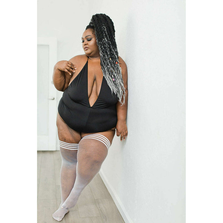Sammy: Catch Them in These Fishnets as You Float By. Petite to Plus Size Thigh Highs