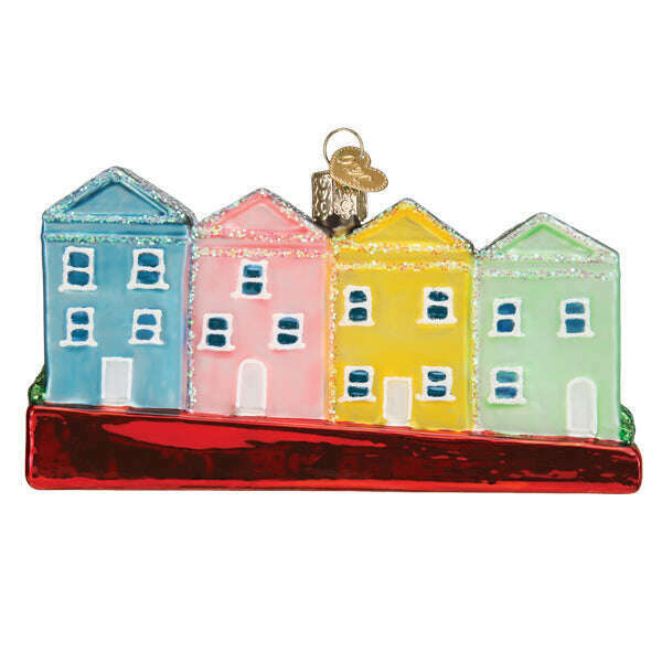 Old World Christmas San Francisco Painted Ladies Blown Glass Ornament