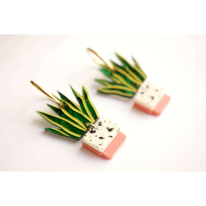 Sansevieria Potted Plant Earrings – view 3