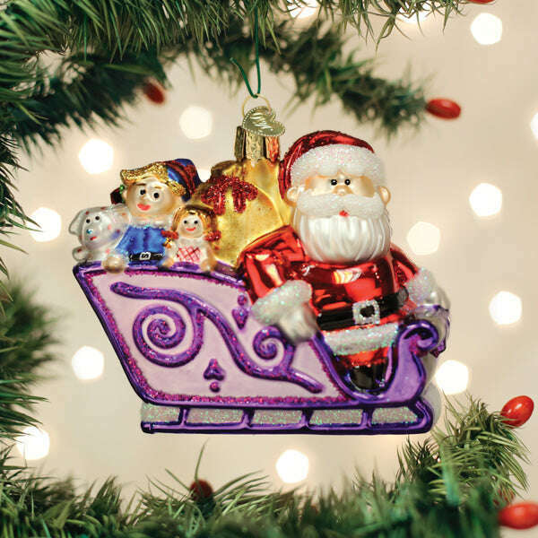 Old World Christmas Santa And Friends Blown Glass Ornament
