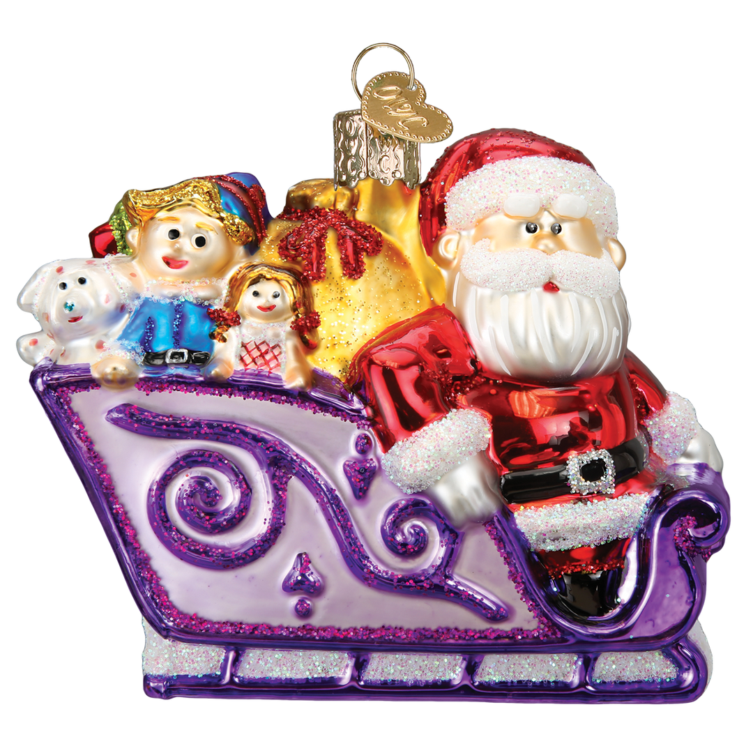Old World Christmas Santa And Friends Blown Glass Ornament