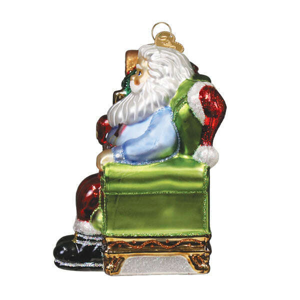 Old World Christmas Santa At Hearth Blown Glass Ornament