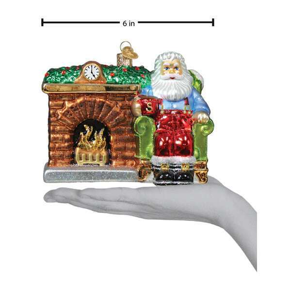 Old World Christmas Santa At Hearth Blown Glass Ornament