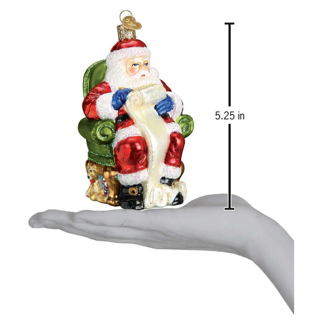 Old World Christmas Santa Checking His List Blown Glass Ornament