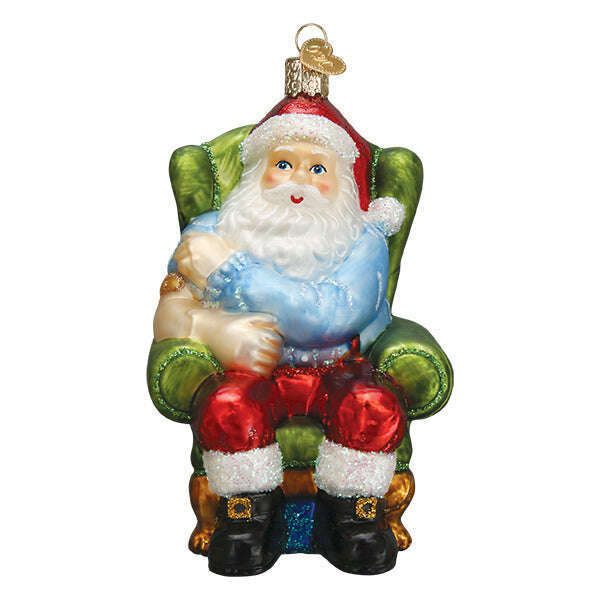 Old World Christmas Santa Claus Vaccinated Blown Glass Ornament