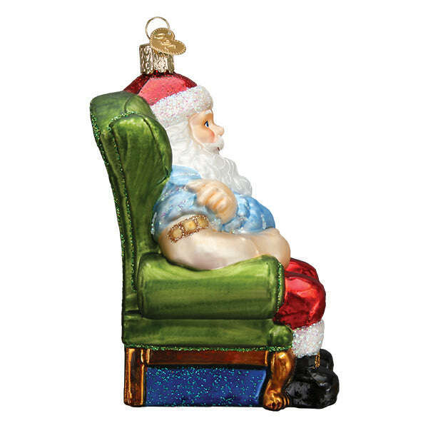 Old World Christmas Santa Claus Vaccinated Blown Glass Ornament