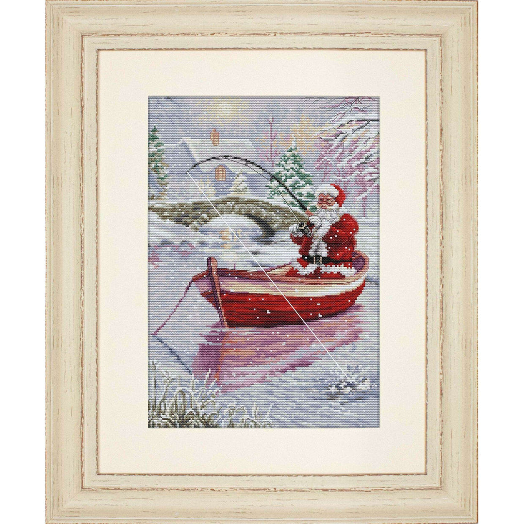 Santa Fishing BU5014L Counted Cross-Stitch Kit