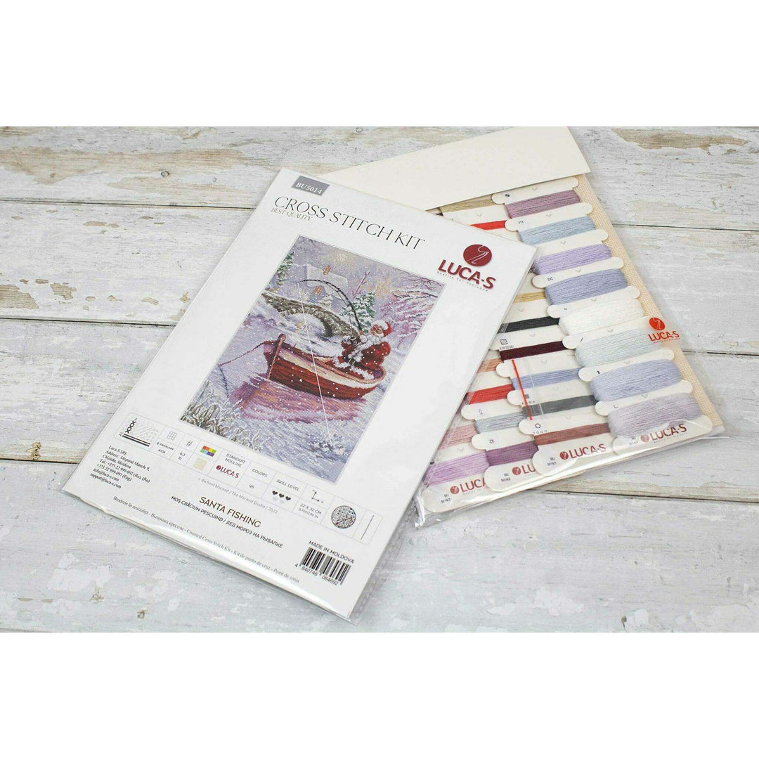 Santa Fishing BU5014L Counted Cross-Stitch Kit