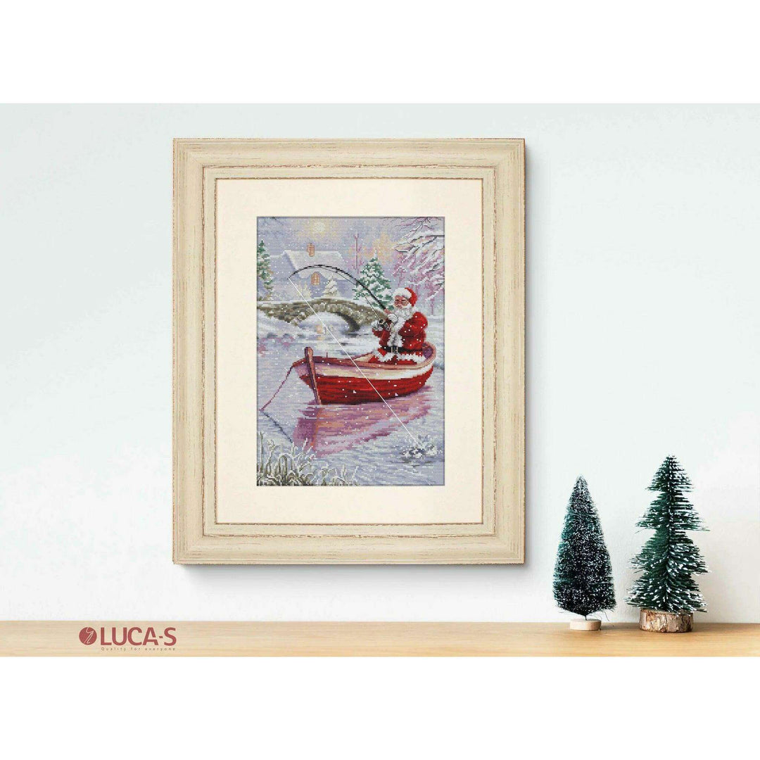 Santa Fishing BU5014L Counted Cross-Stitch Kit