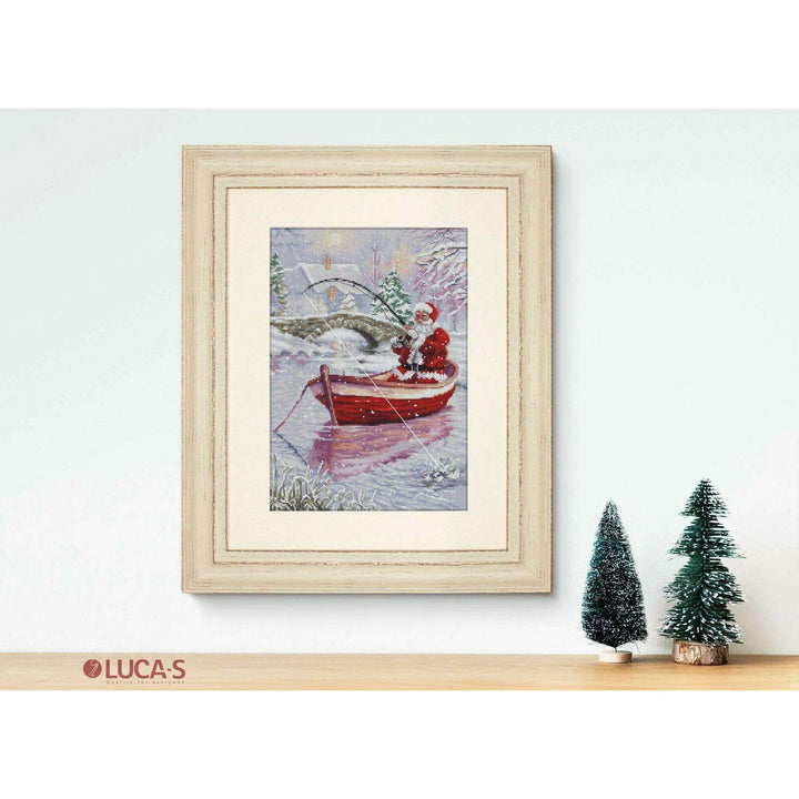 Santa Fishing BU5014L Counted Cross-Stitch Kit