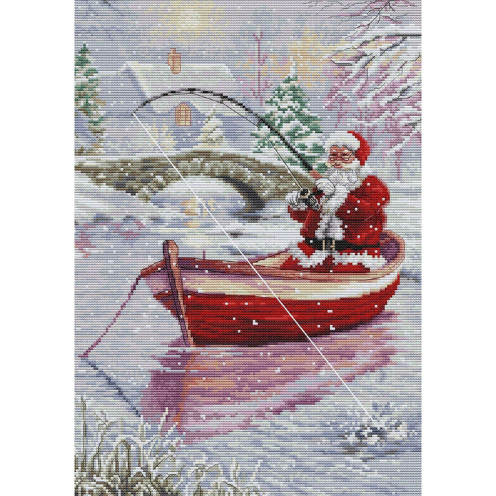 Santa Fishing BU5014L Counted Cross-Stitch Kit