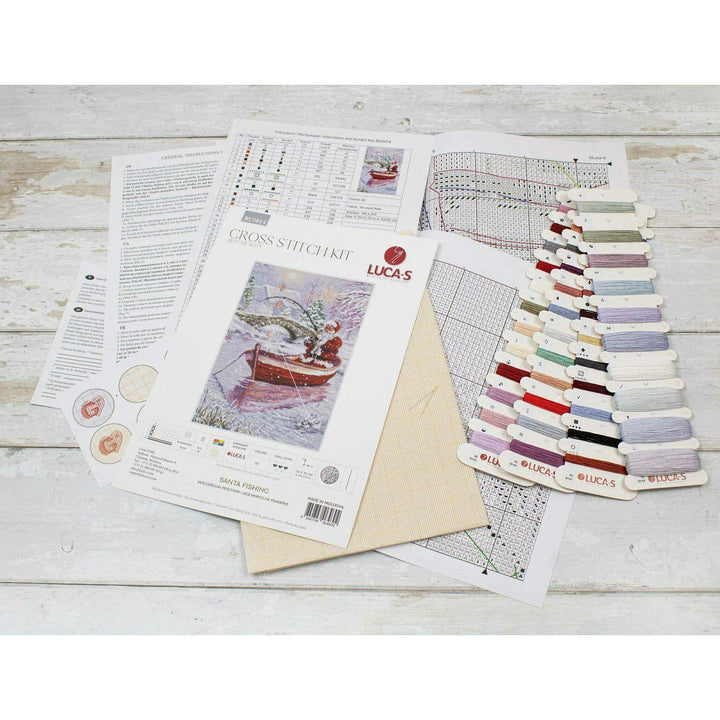 Santa Fishing BU5014L Counted Cross-Stitch Kit