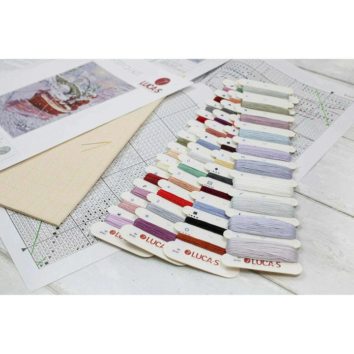 Santa Fishing BU5014L Counted Cross-Stitch Kit