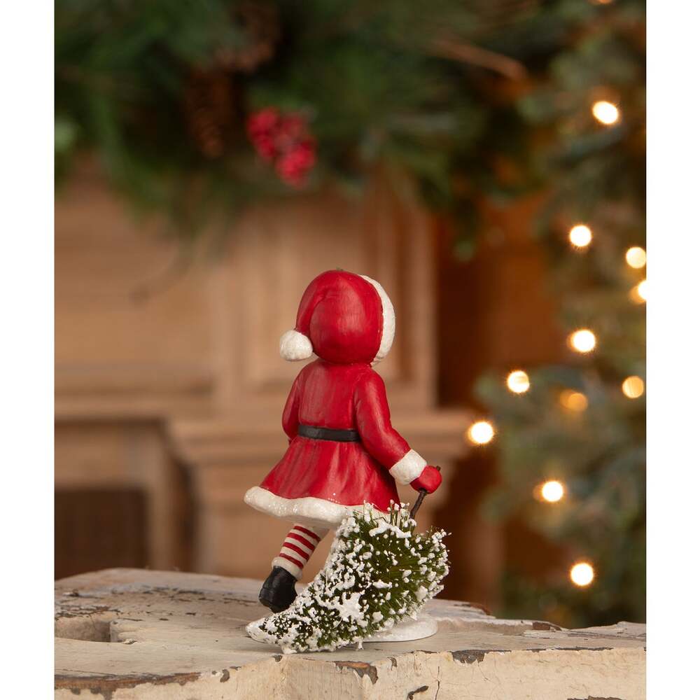 Santa Girl Pulling Tree by Bethany Lowe Designs 1