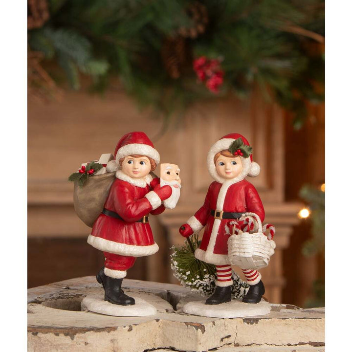 Santa Girl Pulling Tree by Bethany Lowe Designs 2