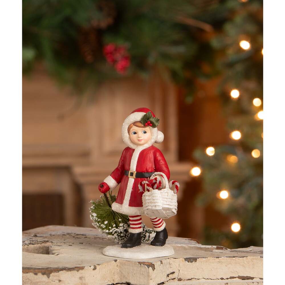 Santa Girl Pulling Tree by Bethany Lowe Designs