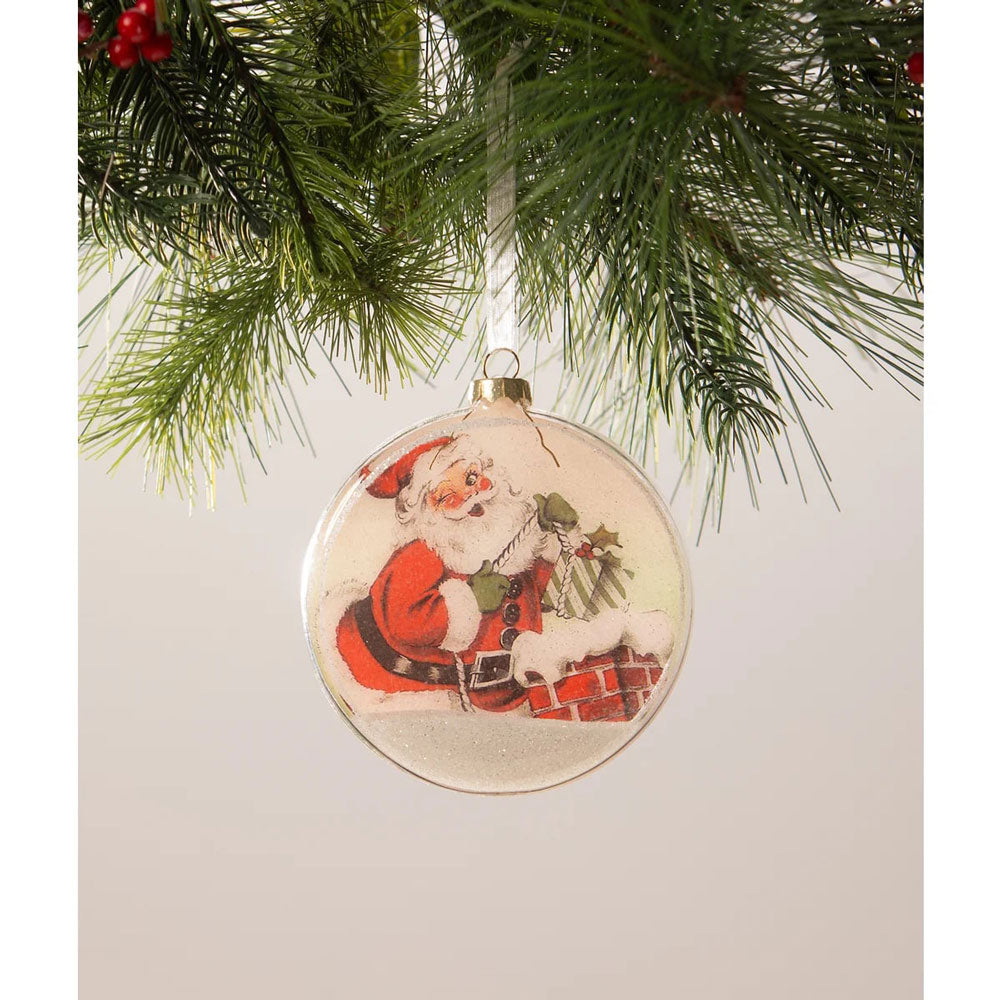 Santa Glass Disk Ornament by Bethany Lowe Designs