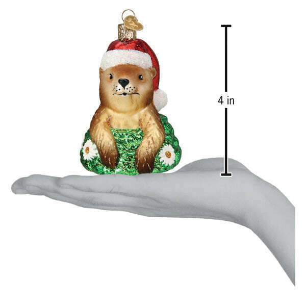 Old World Christmas Santa Groundhog Blown Glass Ornament