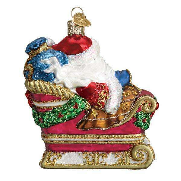 Old World Christmas Santa In Sleigh Blown Glass Ornament