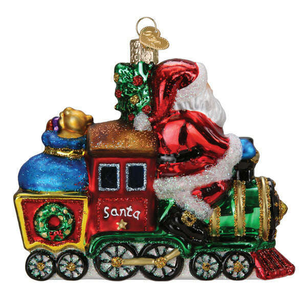 Old World Christmas Santa on Locomotive Blown Glass Ornament