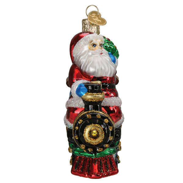 Old World Christmas Santa on Locomotive Blown Glass Ornament