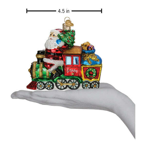 Old World Christmas Santa on Locomotive Blown Glass Ornament