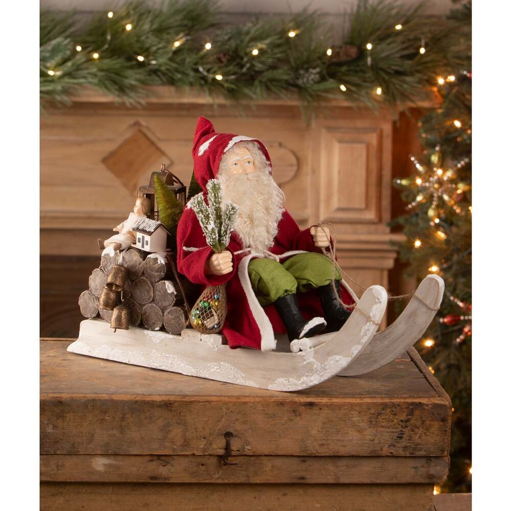 Santa on Log Sled by Bethany Lowe Designs