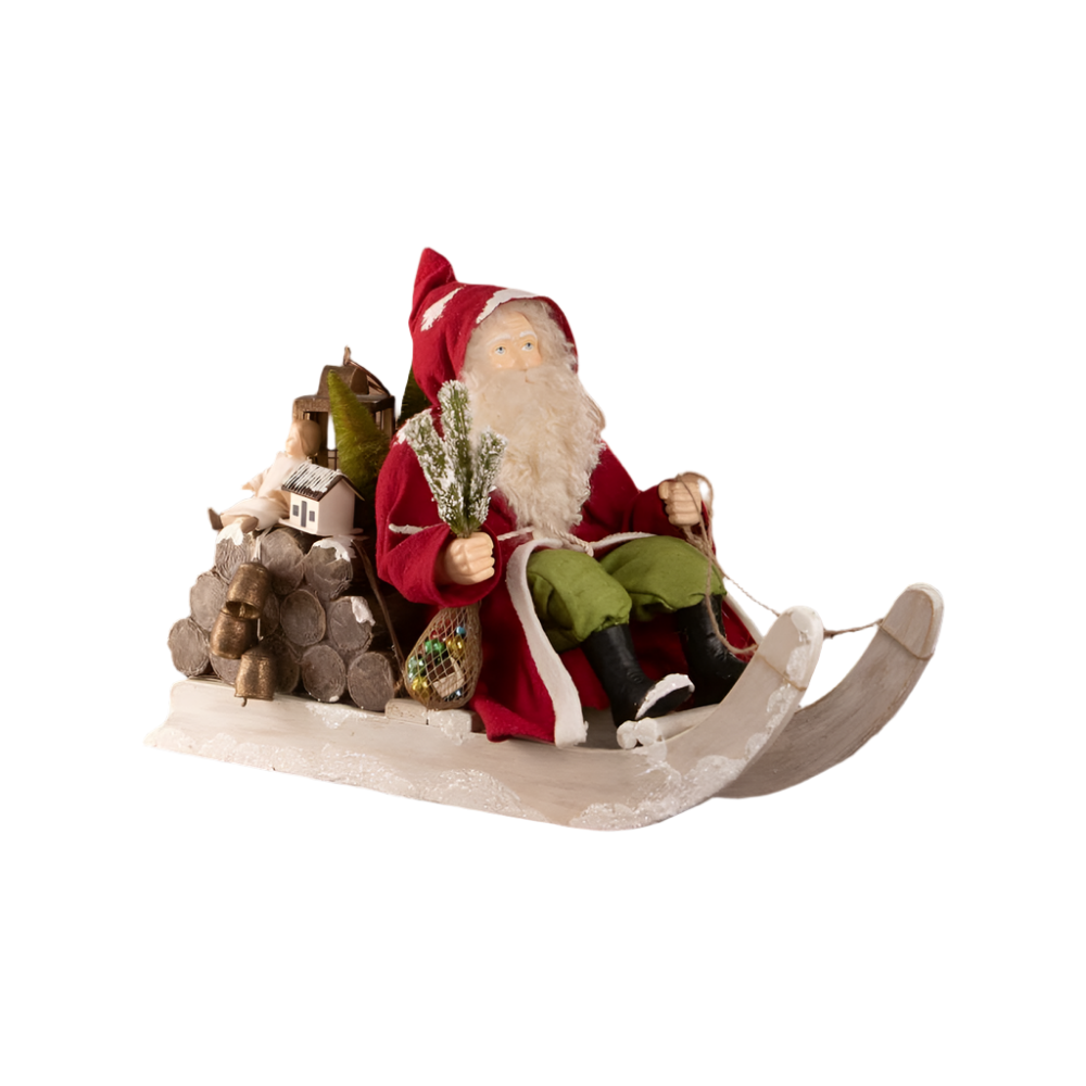 Santa on Log Sled by Bethany Lowe Designs