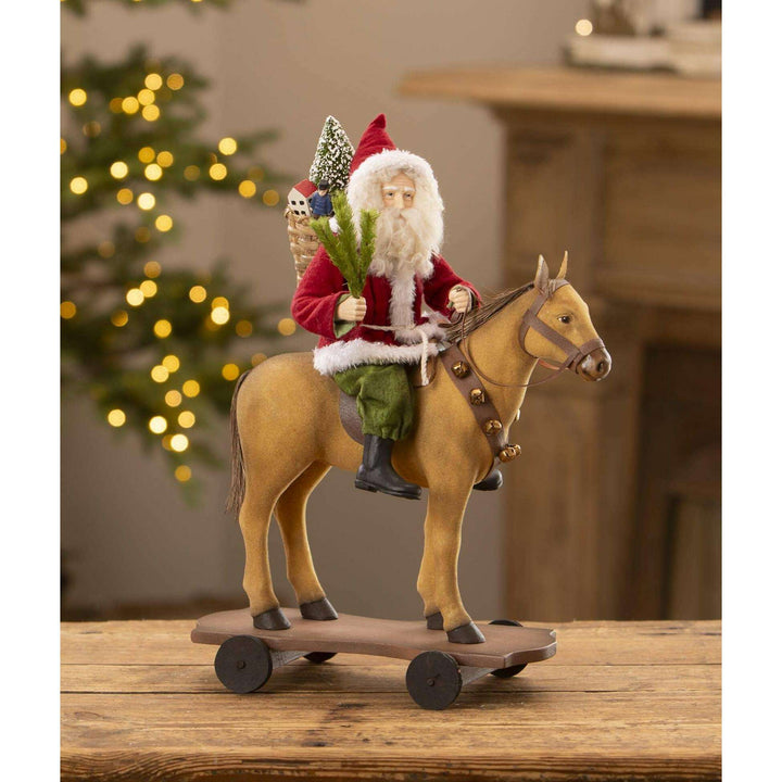 Santa Riding Horse Pull Toy by Bethany Lowe