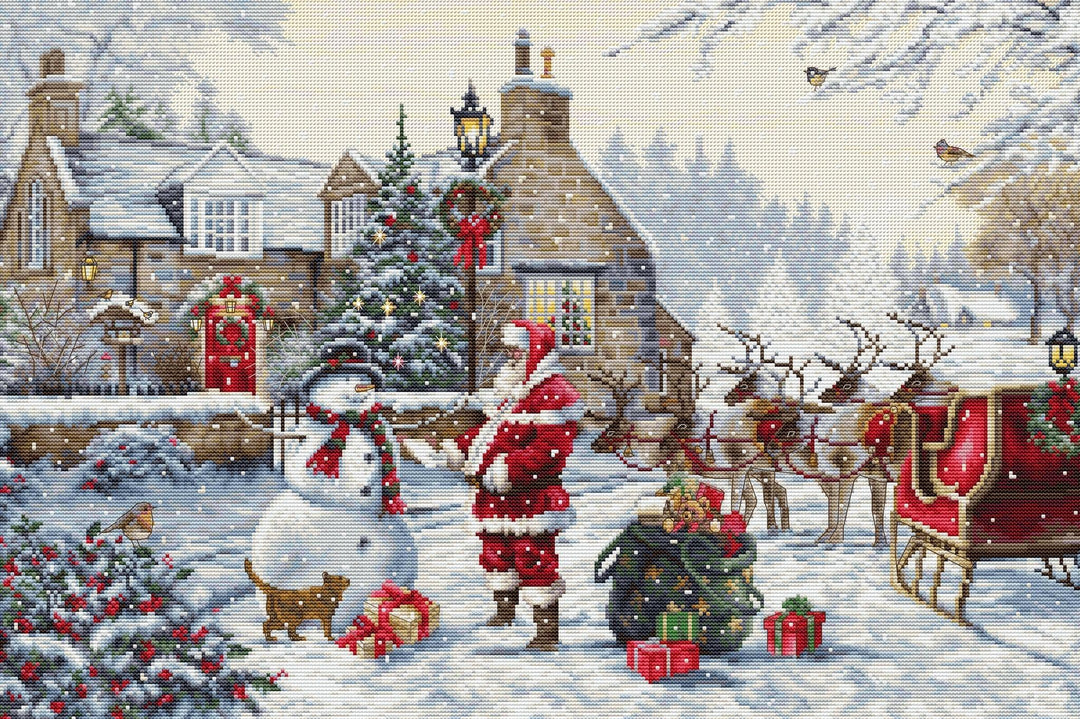 Santa's Cottage BU5011L Counted Cross-Stitch Kit