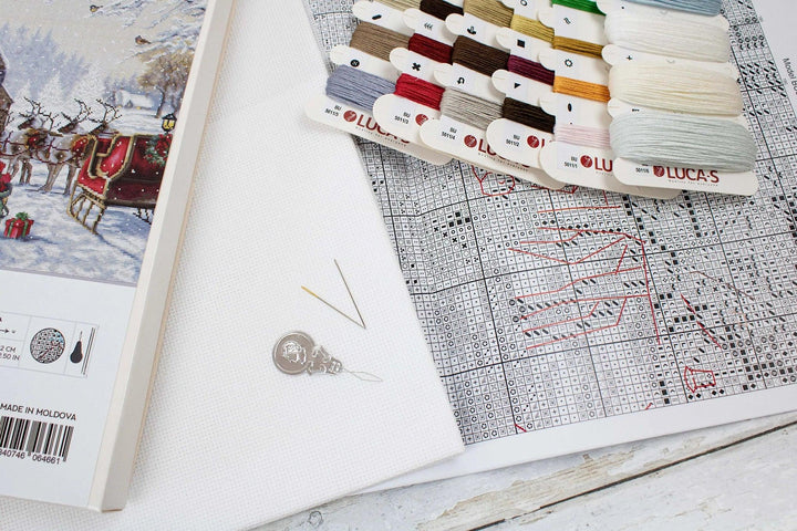 Santa's Cottage BU5011L Counted Cross-Stitch Kit