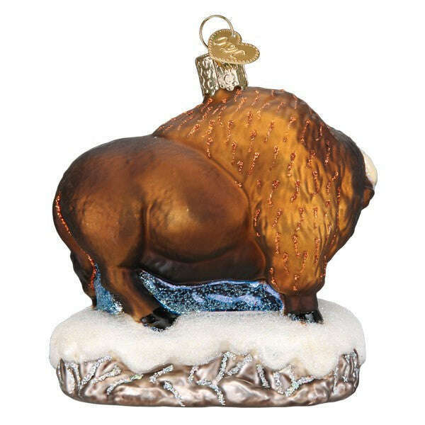 Old World Christmas Santa with Bison Blown Glass Ornament