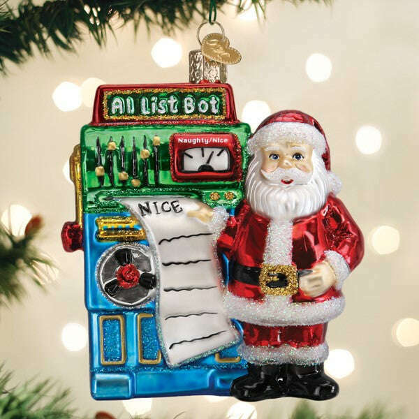 Old World Christmas Santa's AI Bot Blown Glass Ornament