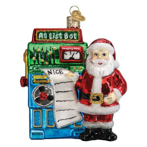Old World Christmas Santa's AI Bot Blown Glass Ornament