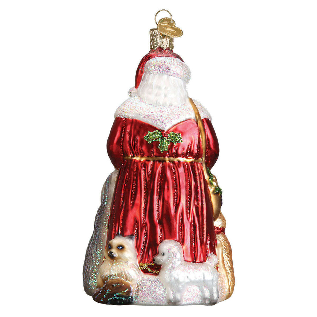 Old World Christmas Santa's Furry Friends Blown Glass Ornament